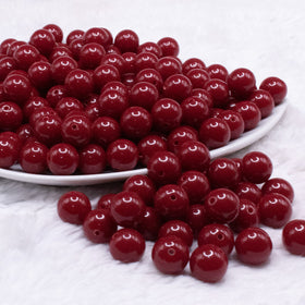 12mm Cranberry Red Solid Acrylic Bubblegum Beads - 20 & 50 Count