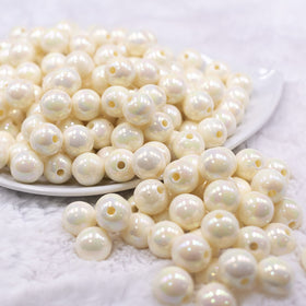 12mm Cream AB Solid Acrylic Bubblegum Beads