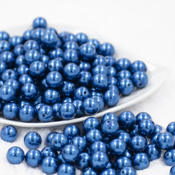 front view of a pile of 12mm Dark Blue Pearl Acrylic Bubblegum Beads [20 Count]