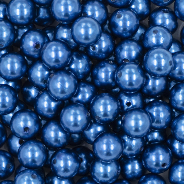 close up view of a pile of 12mm Dark Blue Pearl Acrylic Bubblegum Beads [20 Count]