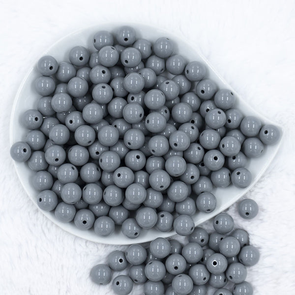 Top view of a pile of 12mm Dark Gray Acrylic Bubblegum Beads [20 & 50 Count]
