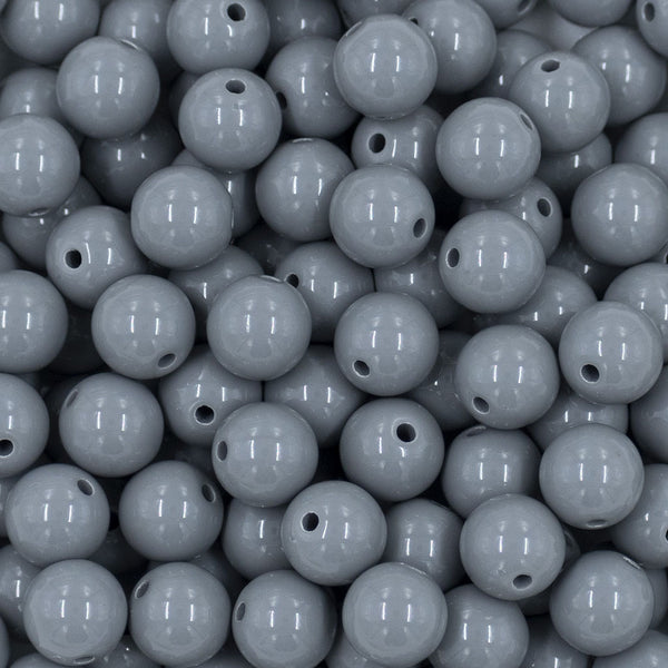 Close up view of a pile of 12mm Dark Gray Acrylic Bubblegum Beads [20 & 50 Count]