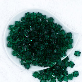 12mm Green Transparent Cube Faceted Bubblegum Beads