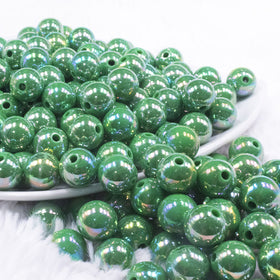 12mm Dark Green AB Solid Acrylic Bubblegum Beads