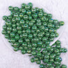 top view of a pile of 12mm Dark Green AB Solid Acrylic Bubblegum Beads