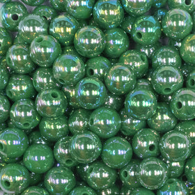 12mm Dark Green AB Solid Acrylic Bubblegum Beads