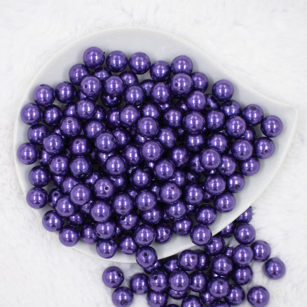 top view of a pile of 12mm Dark Purple Pearl Acrylic Bubblegum Beads [20 Count]