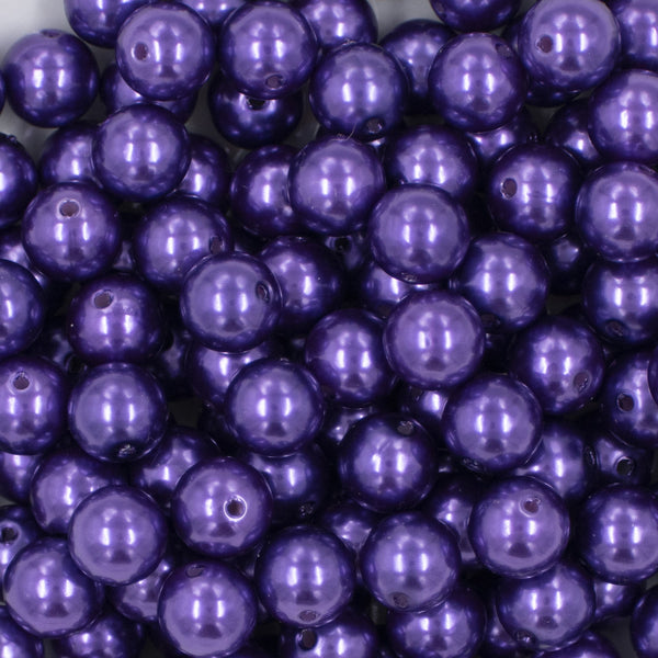 close up view of a pile of 12mm Dark Purple Pearl Acrylic Bubblegum Beads [20 Count]
