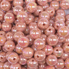 12mm Dark Salmon AB Solid Acrylic Bubblegum Beads