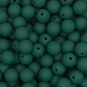 12mm Deep Green Round Silicone Bead