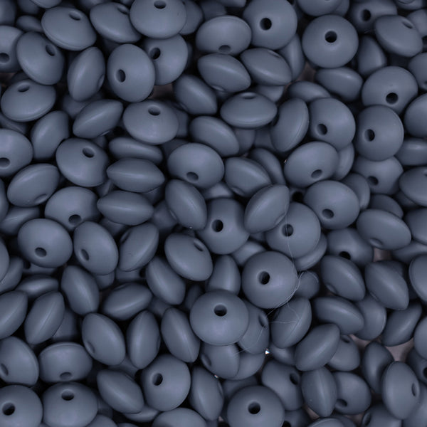 top view of a pile of 12mm Dim Gray Lentil Silicone Bead