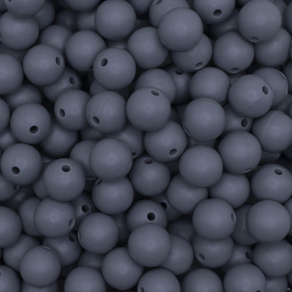 close up view of a pile of 12mm Dim Gray Round Silicone Bead