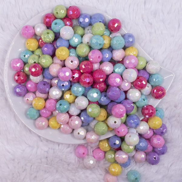 top view of a pile of 12mm Mixed Disco AB Solid Acrylic Bubblegum Beads
