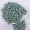 top view of a pile of 12mm Eucalyptus Green AB Solid Acrylic Bubblegum Beads