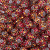 close up view of a pile of 12mm Red, Brown & Orange Confetti Rhinestone AB Bubblegum Beads