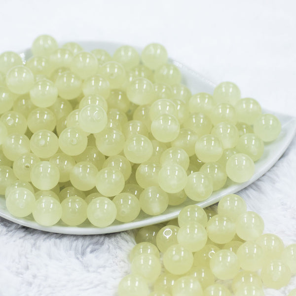Front view of a pile of 12mm Glow in the Dark Solid Bubblegum Beads [20 & 50 Count]