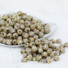 Front view of a pile of 12mm Gold Shimmer Rhinestone AB Bubblegum Beads [10 & 20 Count]