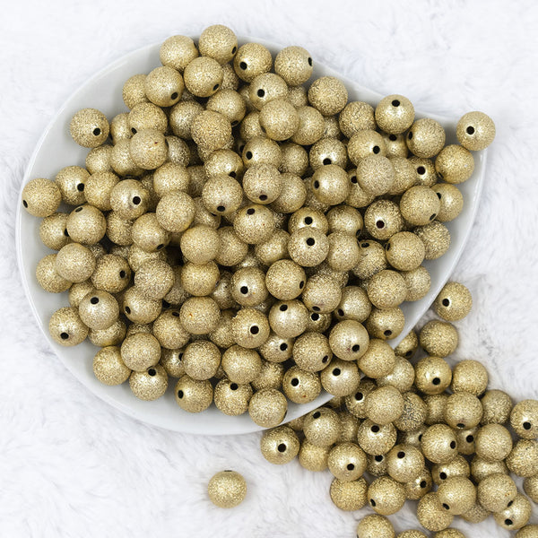 Top view of a pile of 12mm Gold Stardust Bubblegum Beads [20 & 50 Count]