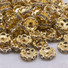 front view of a pile of 12MM Wavy Gold Rondelle Spacer Beads [Set of 10]