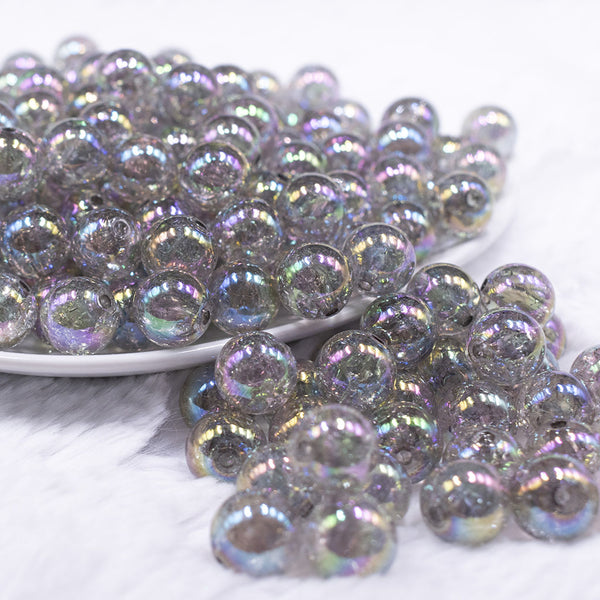 front view of a pile of 12mm Gray Crackle Bubblegum Beads