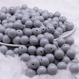 12mm Light Gray Acrylic Bubblegum Beads - 20 Count