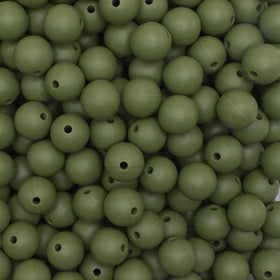 12mm Bean Green Round Silicone Bead