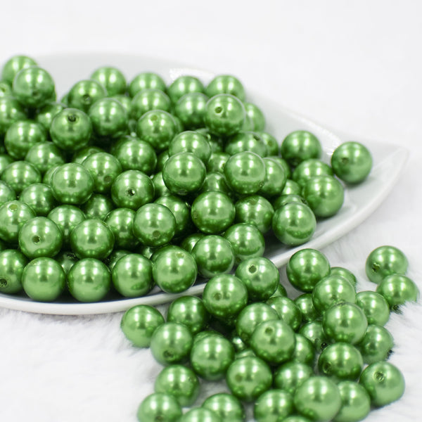 front view of a pile of 12mm Green Pearl Acrylic Bubblegum Beads [20 Count]