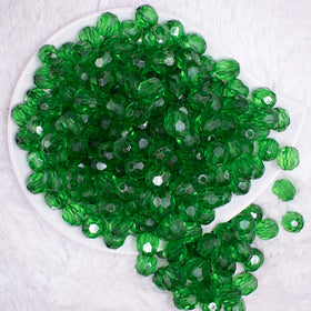 12mm Green Transparent Faceted Shaped Bubblegum Beads