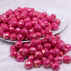 front view of a pile of 12mm Hot Pink Disco AB Solid Acrylic Bubblegum Beads