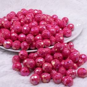 12mm Hot Pink Disco AB Solid Acrylic Bubblegum Beads