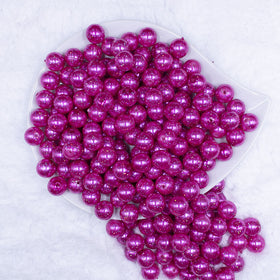 12mm Hot Pink with Glitter Faux Pearl Acrylic Bubblegum Beads - 20 Count