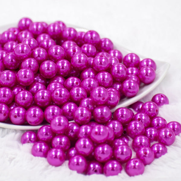 front view of a pile of 12mm Hot Pink Pearl Acrylic Bubblegum Beads [20 Count]