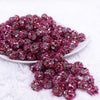 Front view of a pile of 12mm Pink & Red Confetti Rhinestone AB Bubblegum Beads [10 & 20 Count]