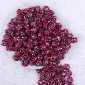 12mm Pink & Red Confetti Rhinestone AB Bubblegum Beads [10 & 20 Count]