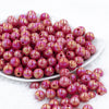 Front view of a pile of 12mm Hot Pink AB Solid Acrylic Bubblegum Beads [20 Count]