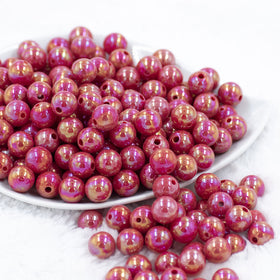 12mm Hot Pink AB Solid Acrylic Bubblegum Beads