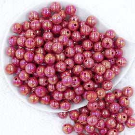 12mm Hot Pink AB Solid Acrylic Bubblegum Beads