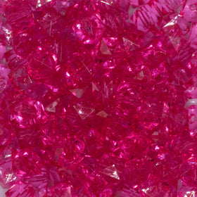 12mm Hot Pink Transparent Cube Faceted Bubblegum Beads