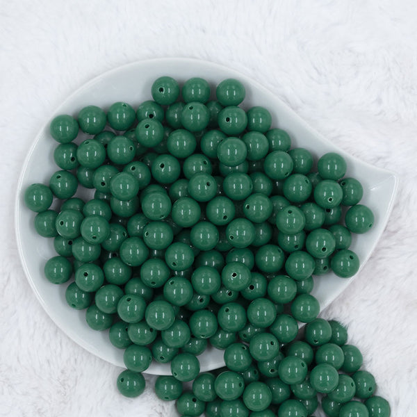 Top view of a pile of 12mm Dark Green Acrylic Bubblegum Beads [20 & 50 Count]