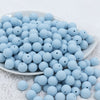 Front view of a pile of 12mm Ice Blue Matte Acrylic Bubblegum Beads