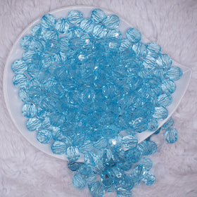 12mm Sky Blue Transparent Faceted Shaped Bubblegum Beads