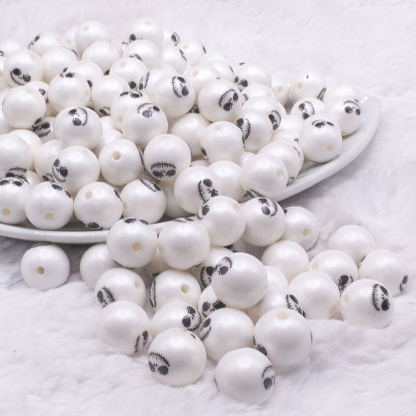 front view of a pile of 12mm Jack Face Halloween print Bubblegum Beads