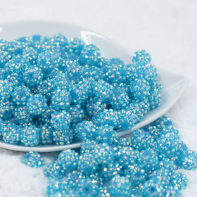 12mm Jelly Blue Dazzle Rhinestone AB Bubblegum Beads [10 & 20 Count]