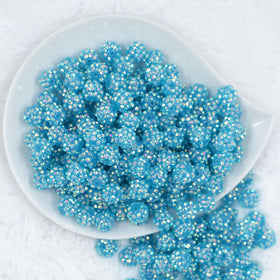 12mm Jelly Blue Dazzle Rhinestone AB Bubblegum Beads [10 & 20 Count]