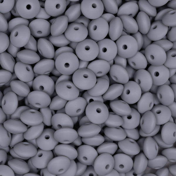 top view of a pile of 12mm Light Gray Lentil Silicone Bead