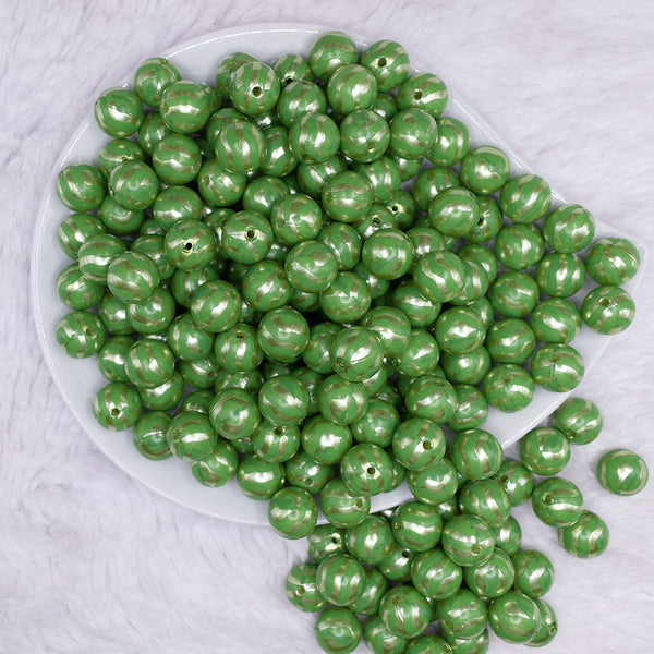 top view of a pile of 12mm Watermelon Pattern Print Chunky Acrylic Bubblegum Beads