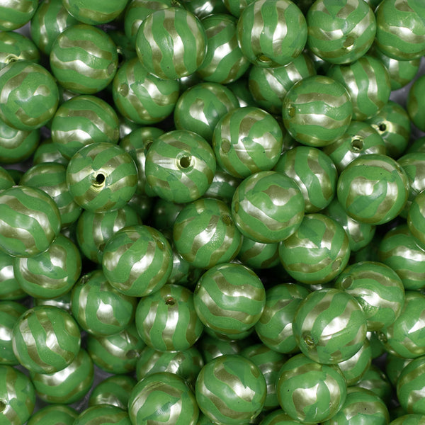 close up view of a pile of 12mm Watermelon Pattern Print Chunky Acrylic Bubblegum Beads