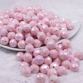 12mm Light Pink Disco AB Solid Acrylic Bubblegum Beads