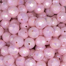 12mm Light Pink Disco AB Solid Acrylic Bubblegum Beads