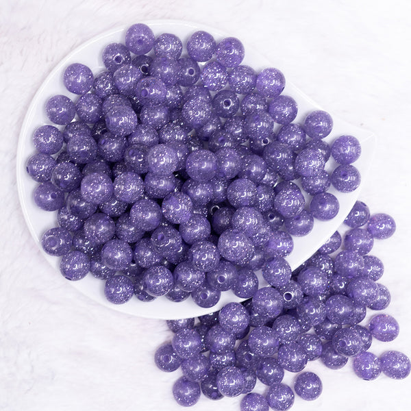 top view of a pile of 12mm Light Purple Shimmer Glitter Sparkle Bubblegum Beads - 20 Count